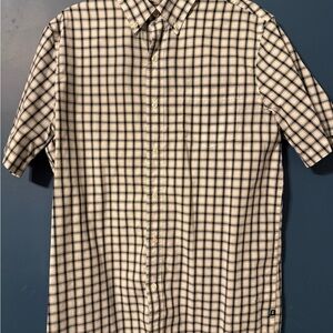 Chaps Black and White Casual Button Down Shirt with Plaid Design